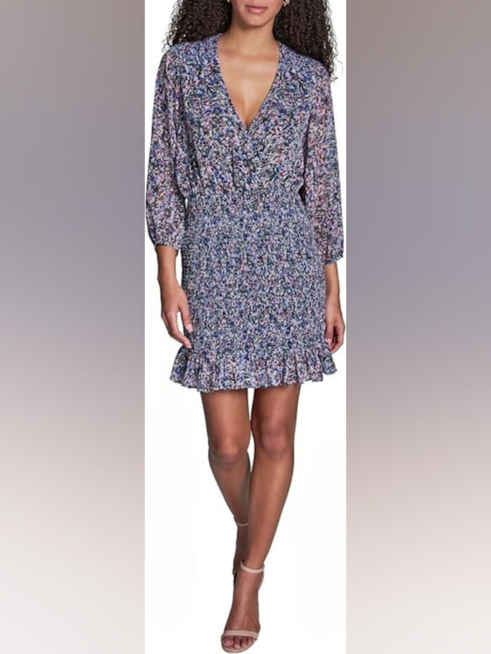 NWT BCBG Floral Mini Dress in Blue & Pink SZ 14